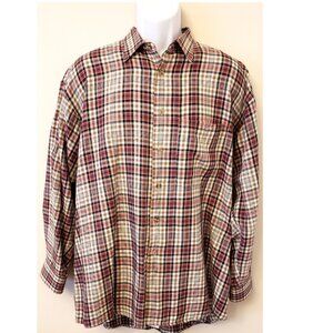 BURBERRYS Men's Button Up Long Sleeve Shirt Size -XL Multicolor Plaid